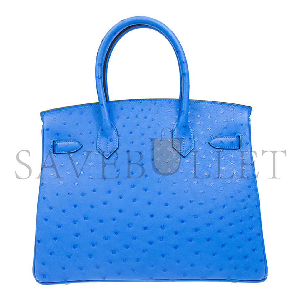 H**mes master birkin 25 ostrich greek blue gold buckle h041933ck89 (30*22*16cm)